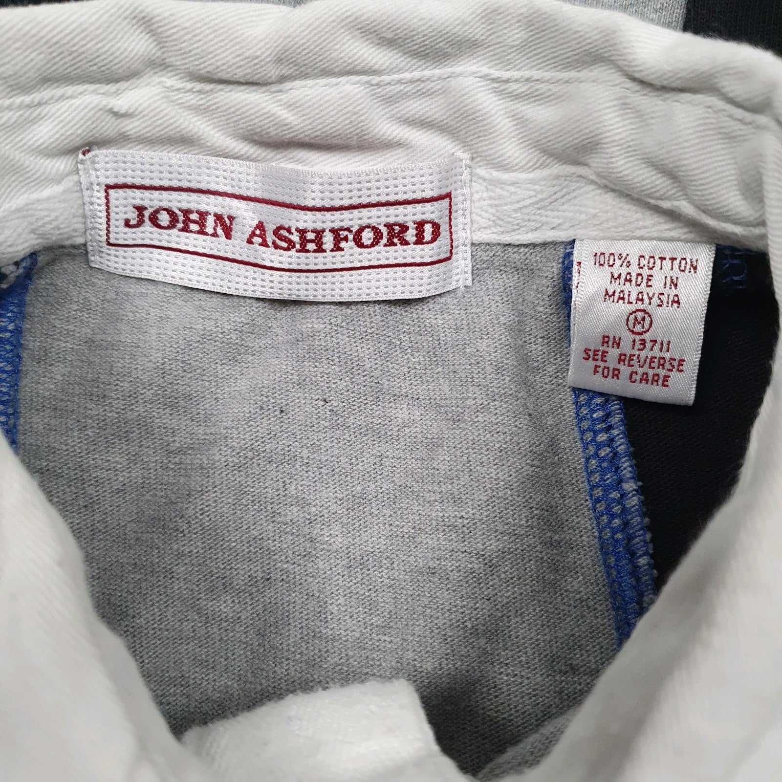 Mens Blue John Ashford Rugby Oversized Crewneck Polo Shirt