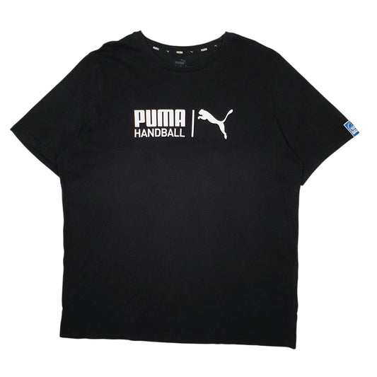 Mens Black Puma Handball Short Sleeve T Shirt