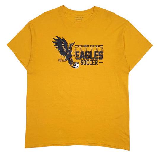 Mens Yellow Gildan Columbia Central Eagles Soccer Short Sleeve T Shirt