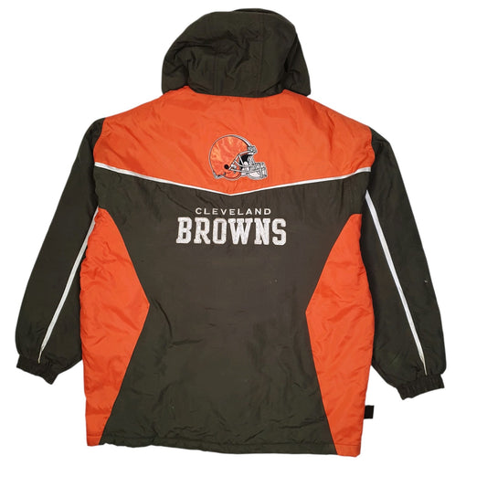Mens Brown NFL Cleveland Browns Windbreaker Crewneck Coat