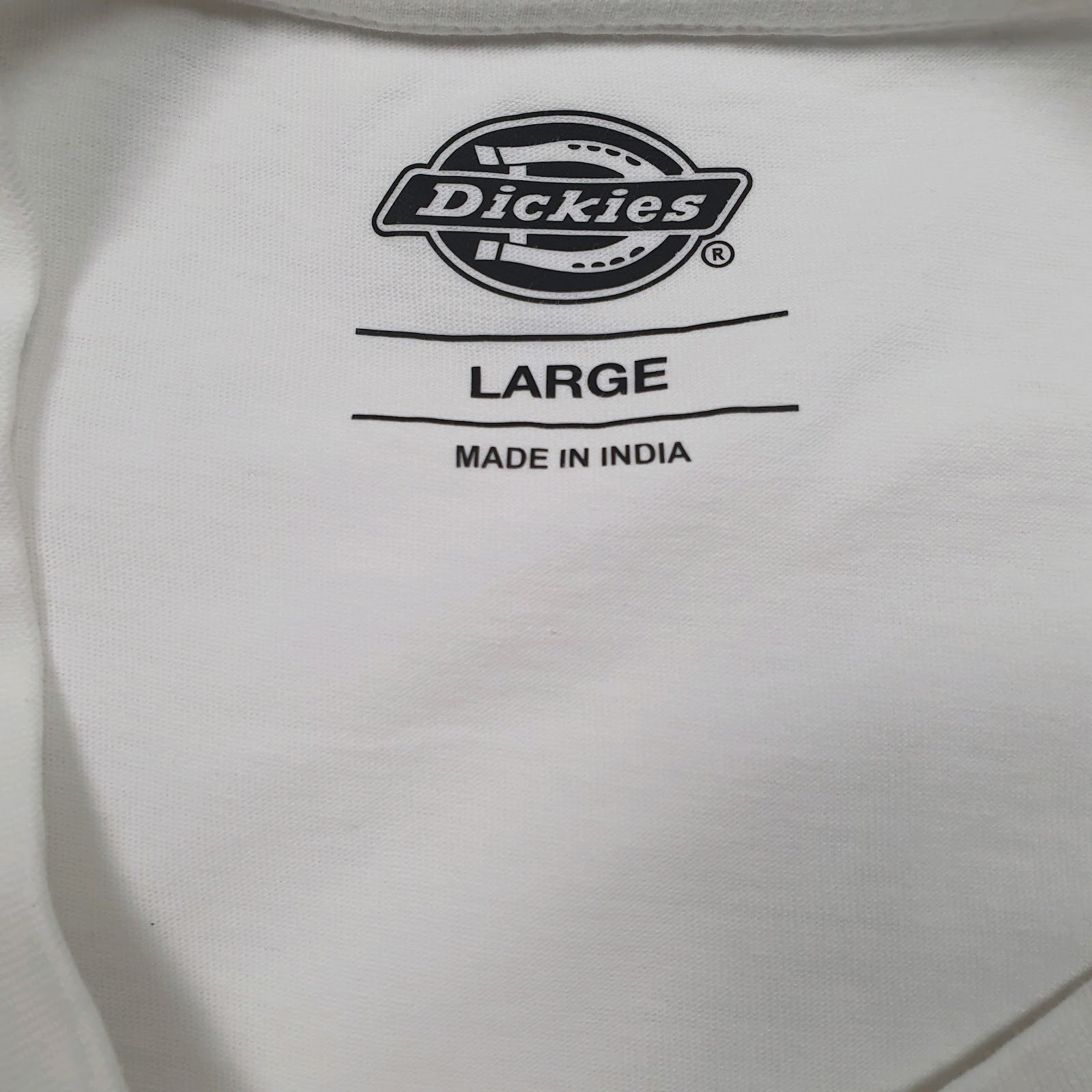 Mens White Dickies   T Shirt