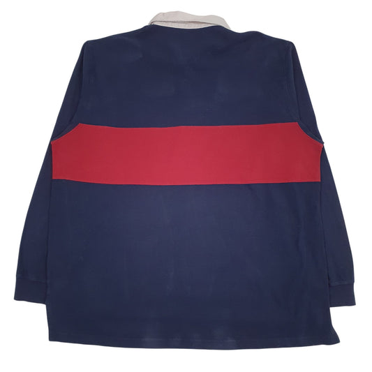 Mens Navy Henry Grethel Rugby Crewneck Polo Shirt