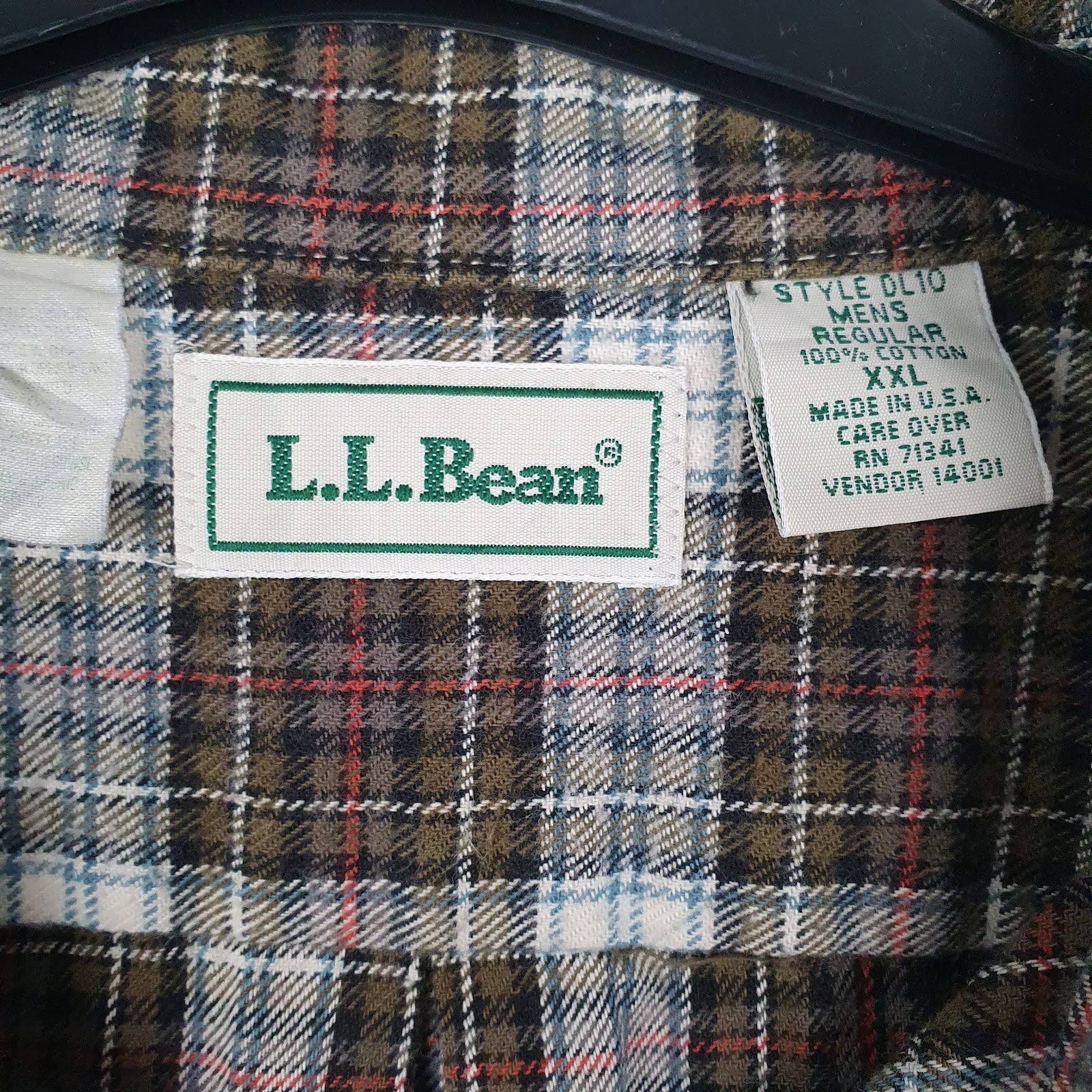 Mens Green L.L.Bean Flannel Vintage 90s Made In USA  Shirt
