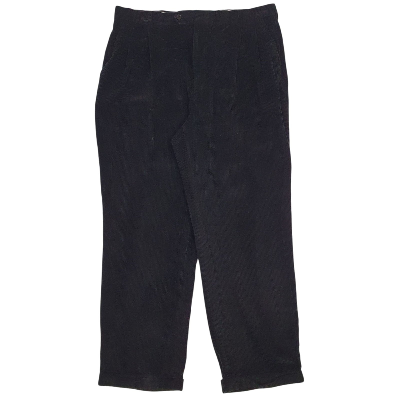 Mens Black Nautica Pleated Corduroy Trousers