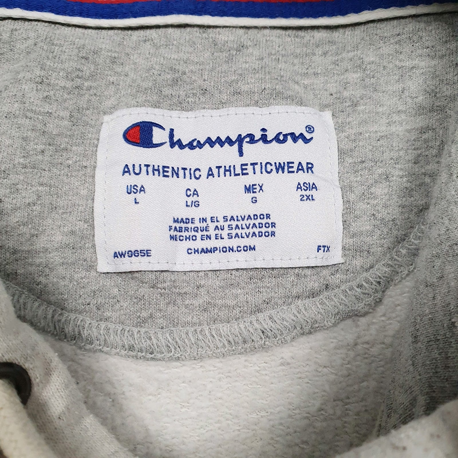 Mens Grey Champion Spellout Hoodie Jumper