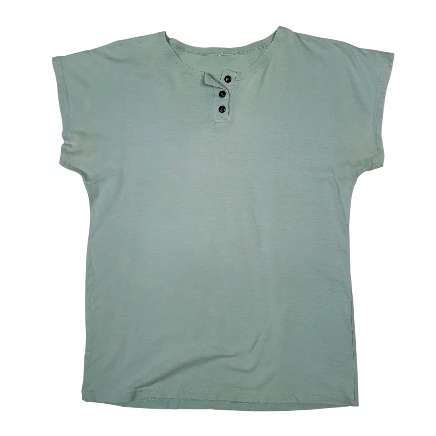 Womens Blue Unbranded Henley Button Short Sleeve T Shirt