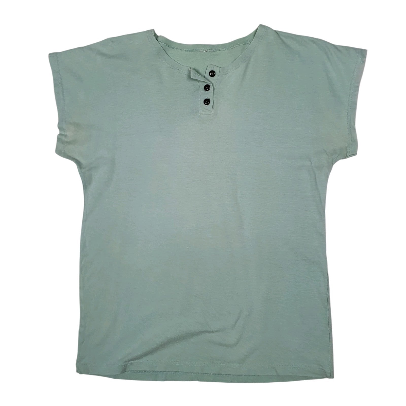Womens Blue Unbranded Henley Button Short Sleeve T Shirt
