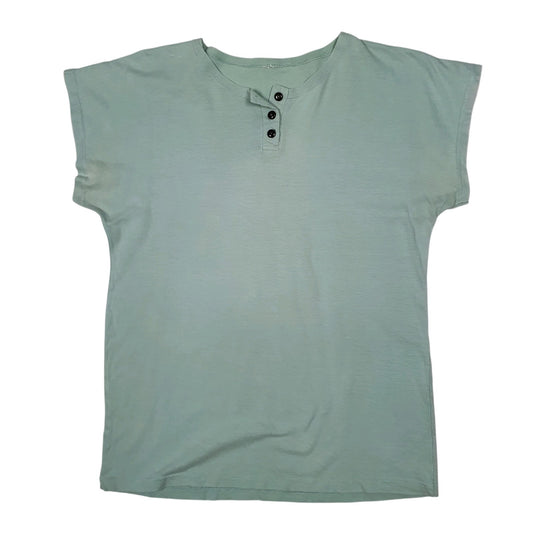 Womens Blue Unbranded Henley Button Short Sleeve T Shirt