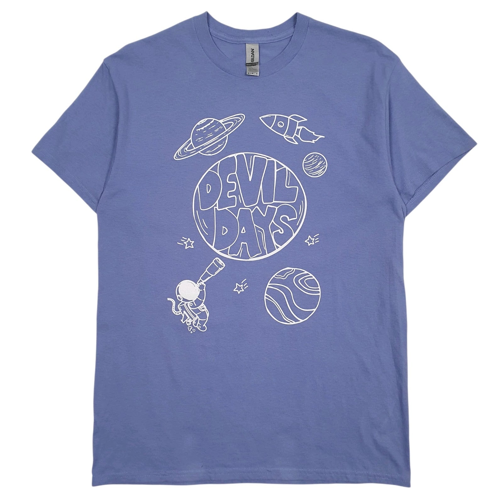 Mens Blue Gildan Devil Days Short Sleeve T Shirt