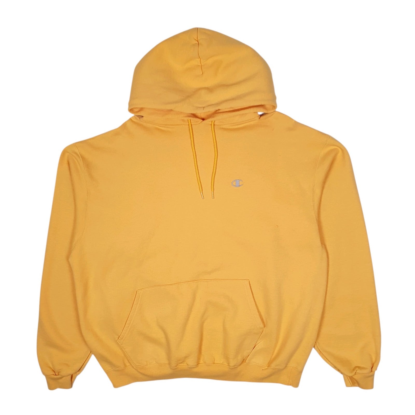 Mens Yellow Champion Vintage 00s Hoodie Jumper