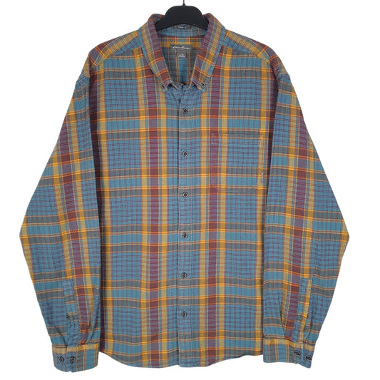 Mens Blue Eddie Bauer Flannel Long Sleeve Shirt