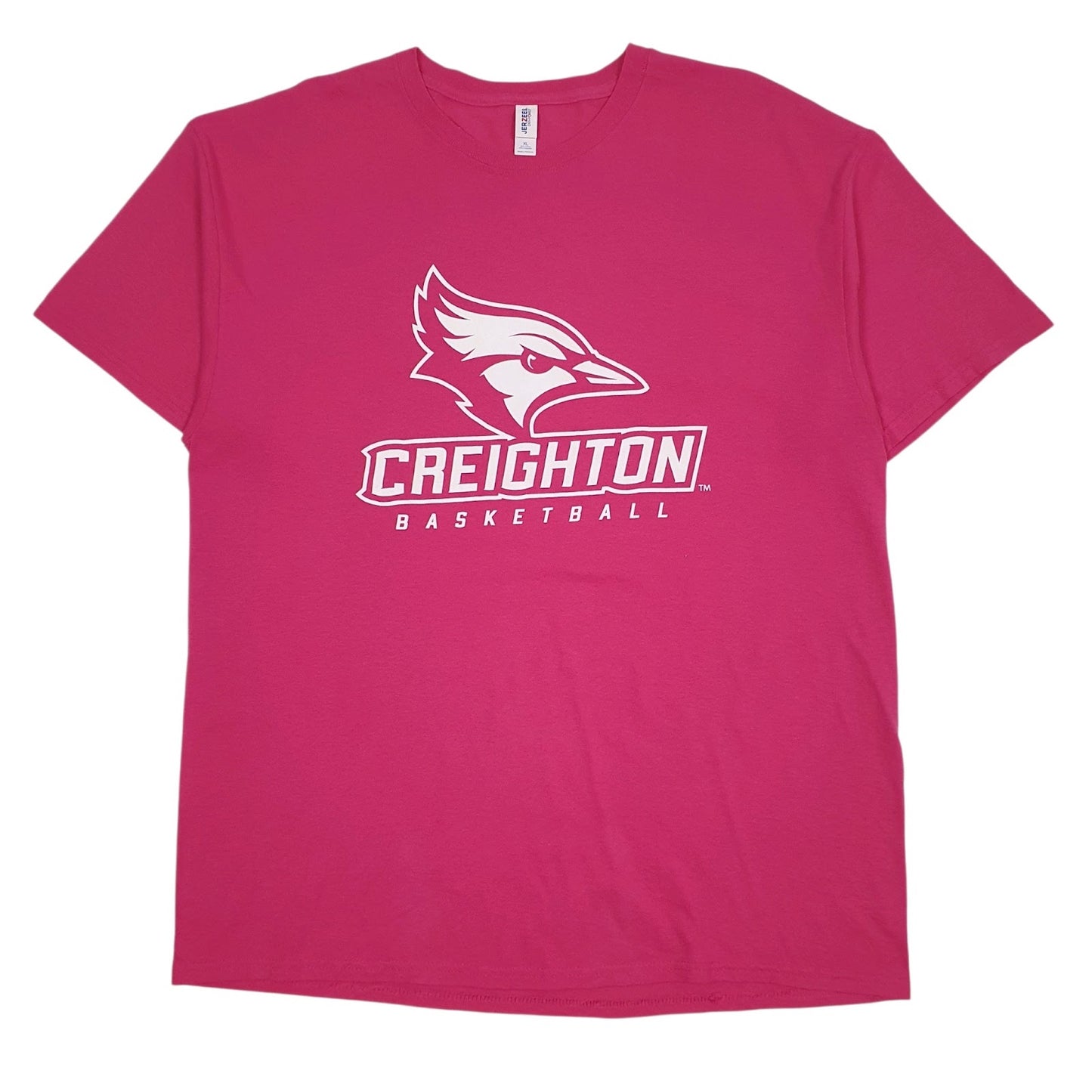 Mens Pink Jerzees Creighton Basketball Short Sleeve T Shirt