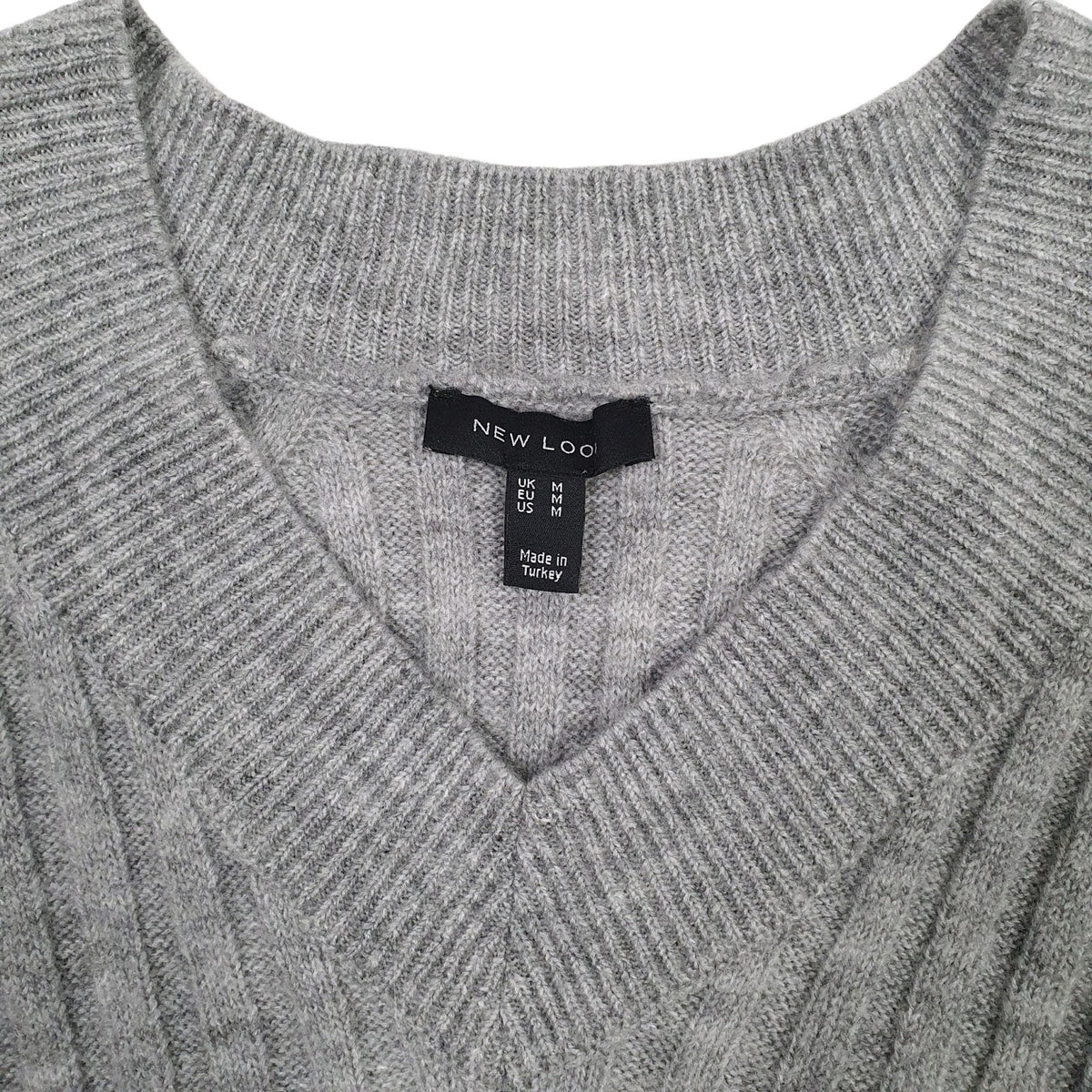 Womens Grey New Look Longline Dress V Neck Jumper