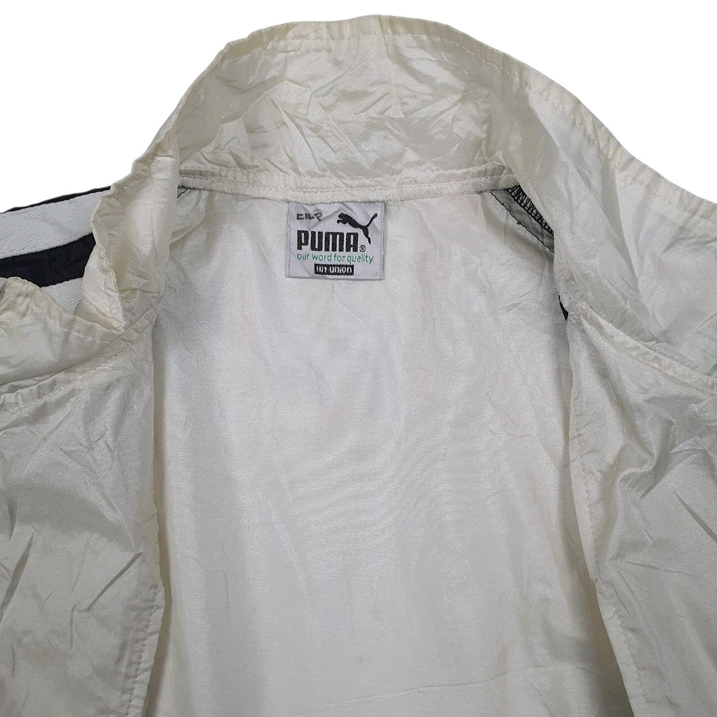 Mens White Puma Vintage 90s Quarter Zip Coat