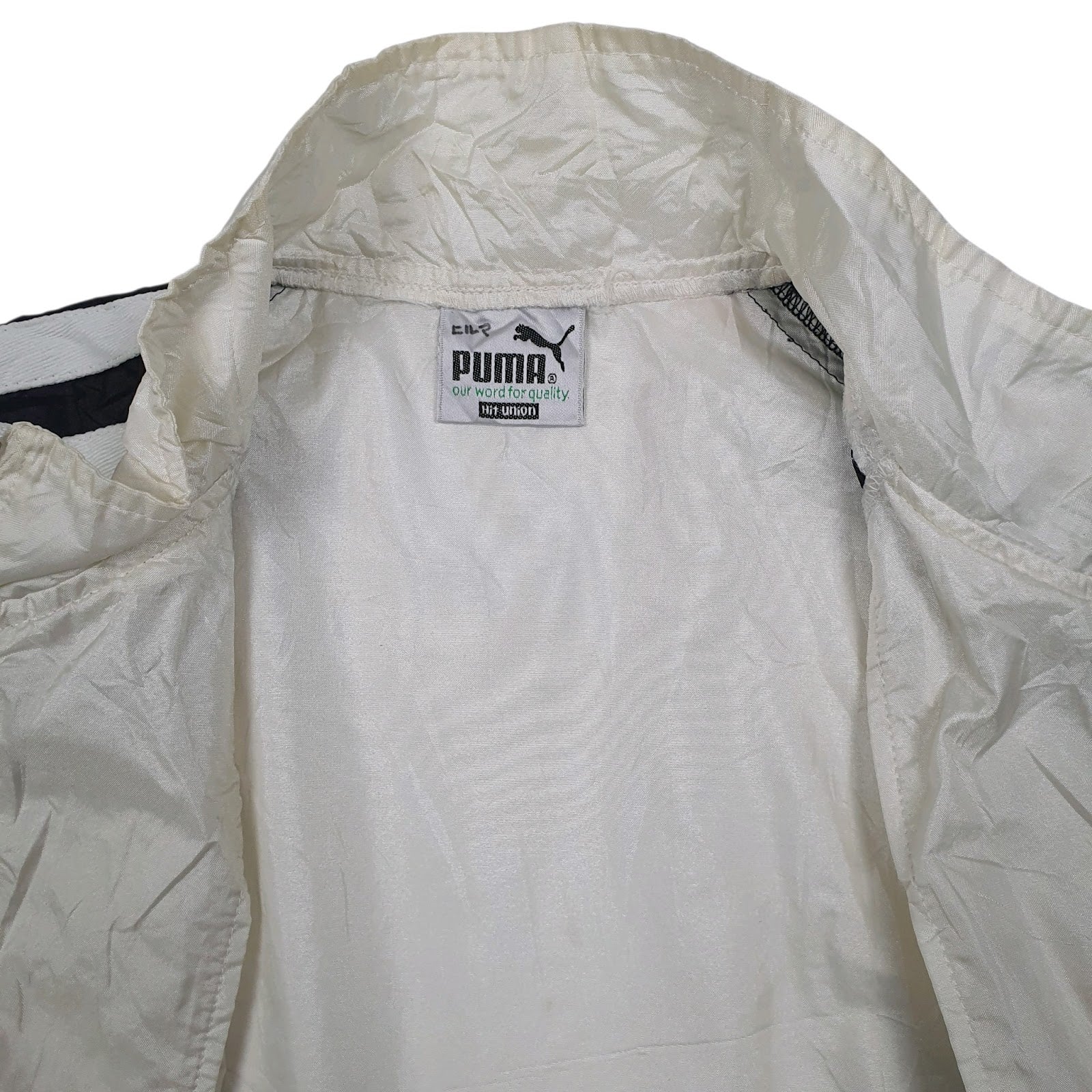 Mens White Puma Vintage 90s Quarter Zip Coat