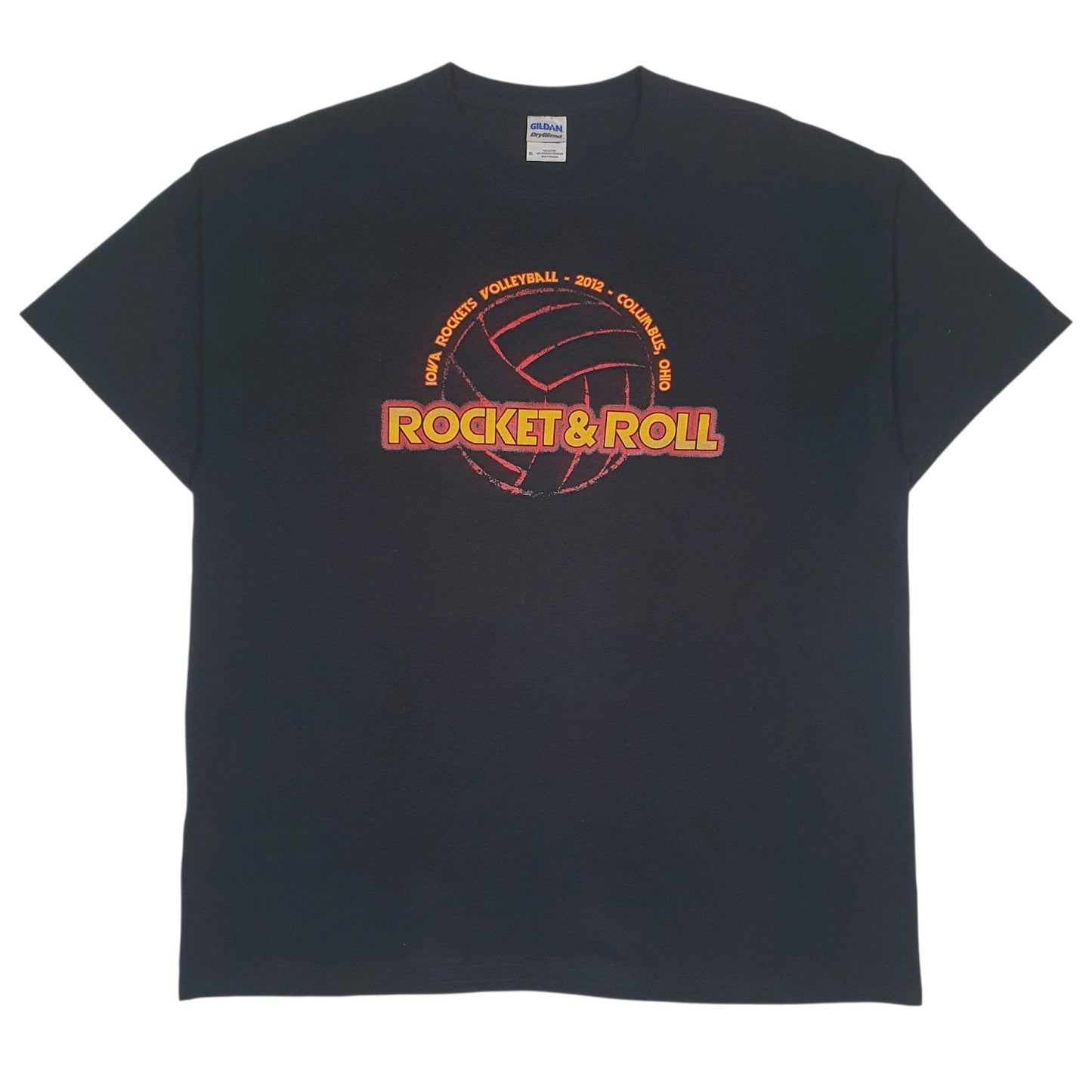 Mens Black Gildan Rocket & Roll Short Sleeve T Shirt