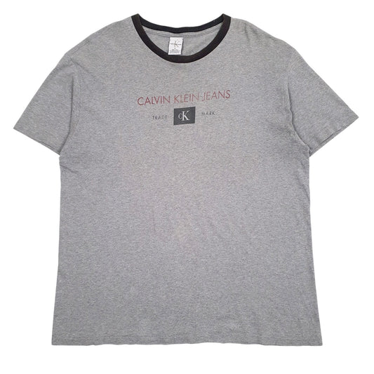 Mens Grey Calvin Klein Oversized Short Sleeve T Shirt