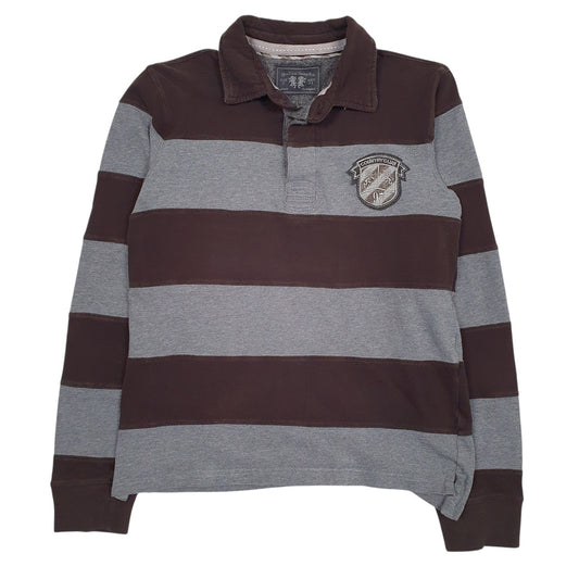 Mens Grey Sfera Urban Vintage Polo Rugby Long Sleeve Polo Shirt