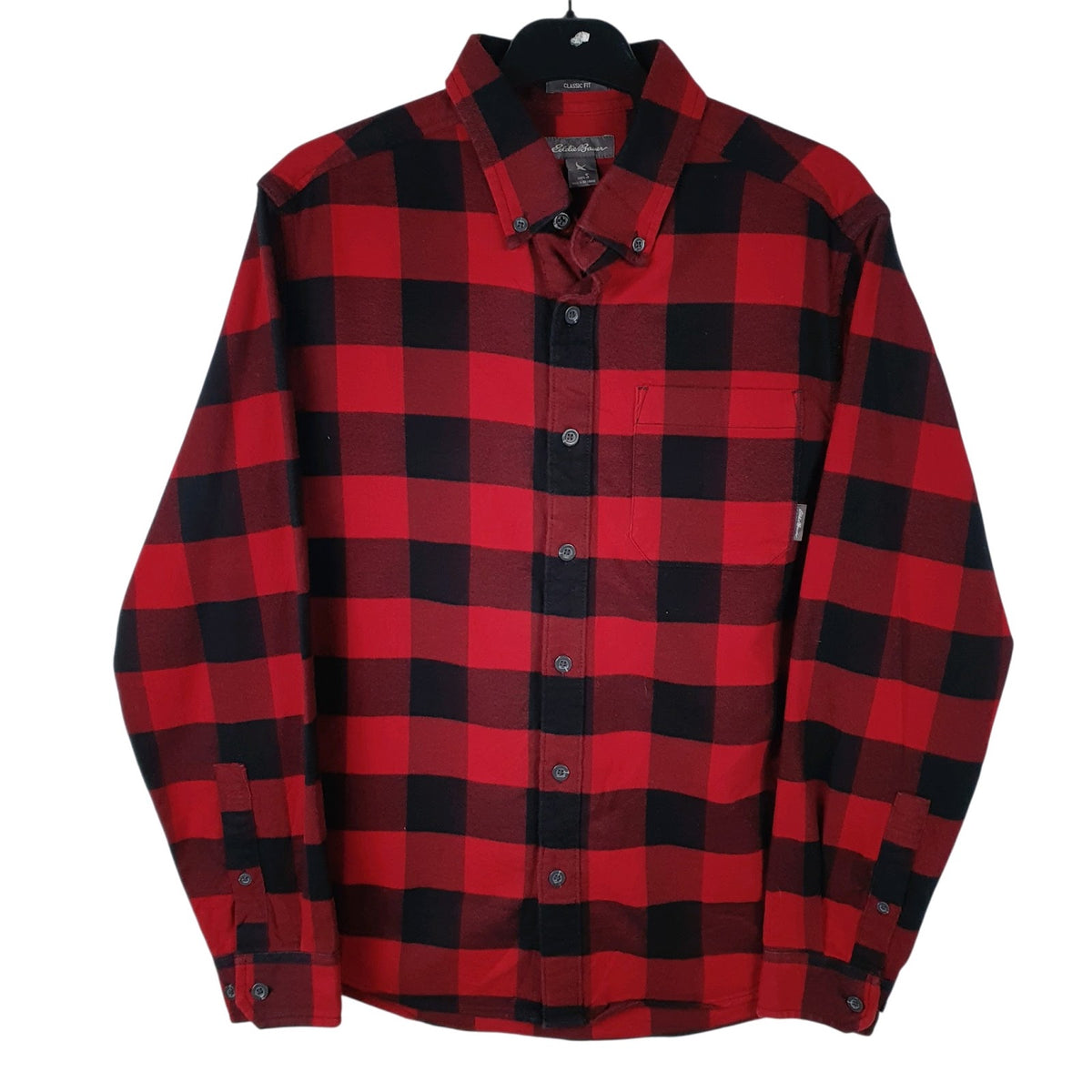 Mens Red Eddie Bauer Flannel Long Sleeve Shirt