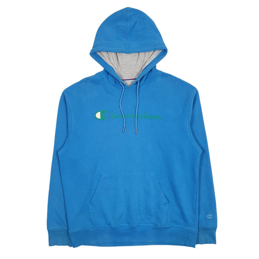 Mens Blue Champion Spellout Hoodie Jumper