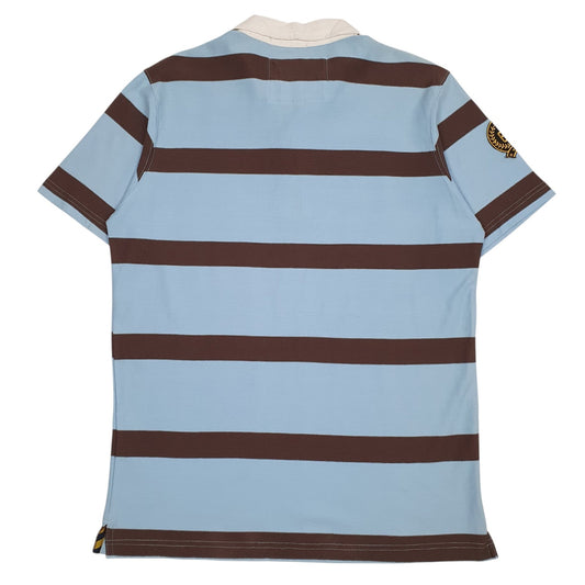 Mens Blue Maddox Rugby Crewneck Polo Shirt
