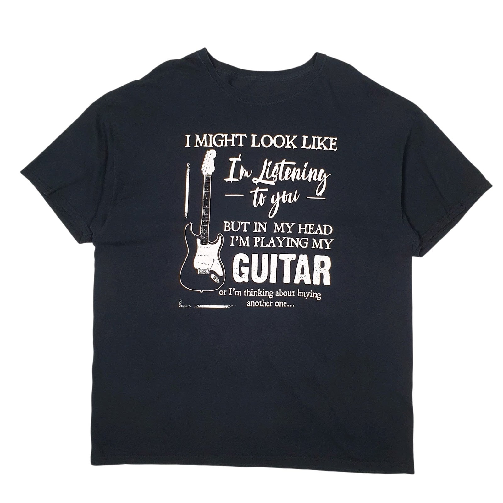 Mens Black Unbranded Guitar Short Sleeve T Shirt