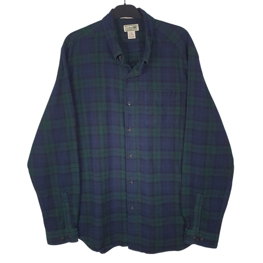 Mens Navy L.L.Bean Flannel Long Sleeve Shirt