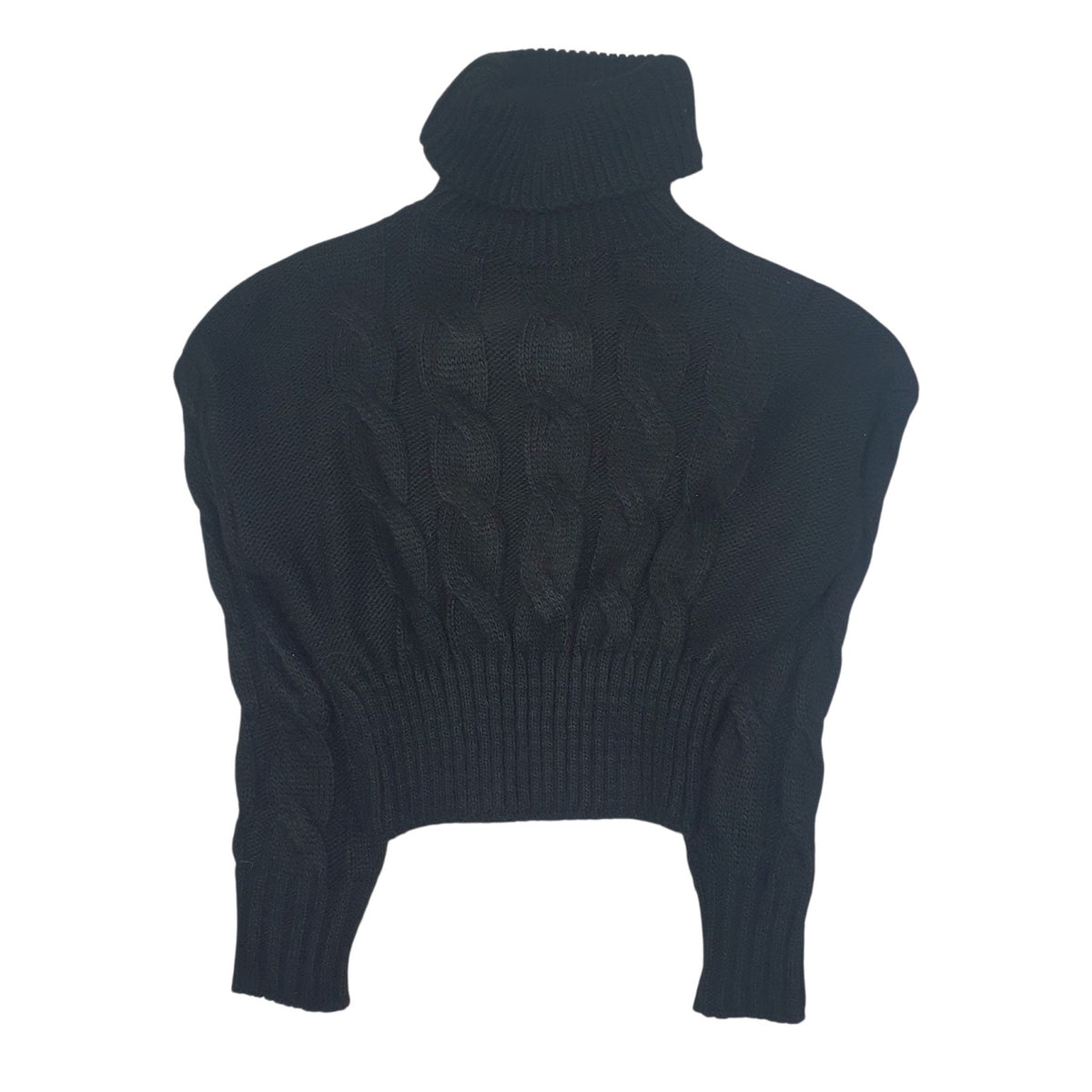 Womens Black Unbranded Cable Knit Turtle Neck Jumper