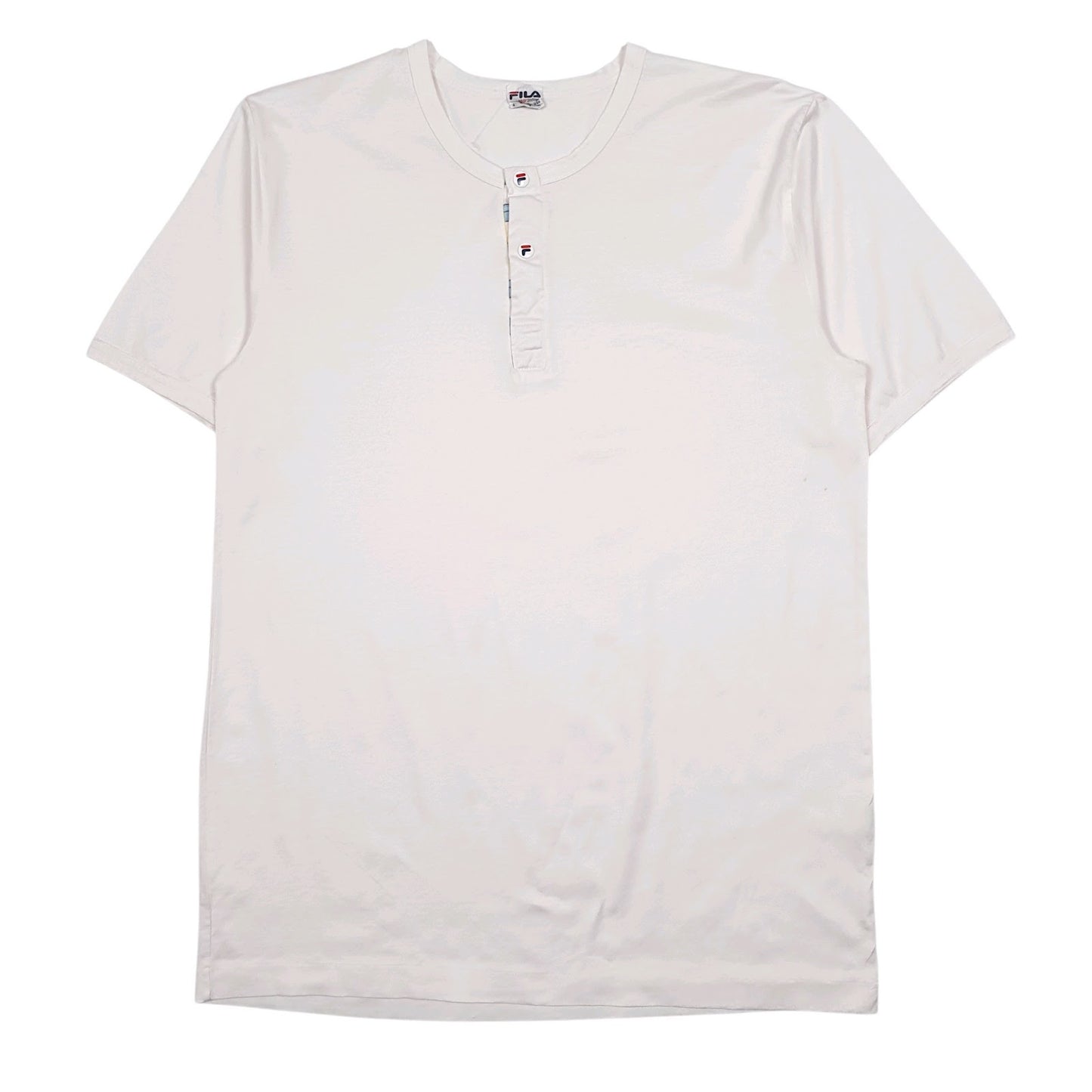 Mens White Fila Henley Short Sleeve T Shirt