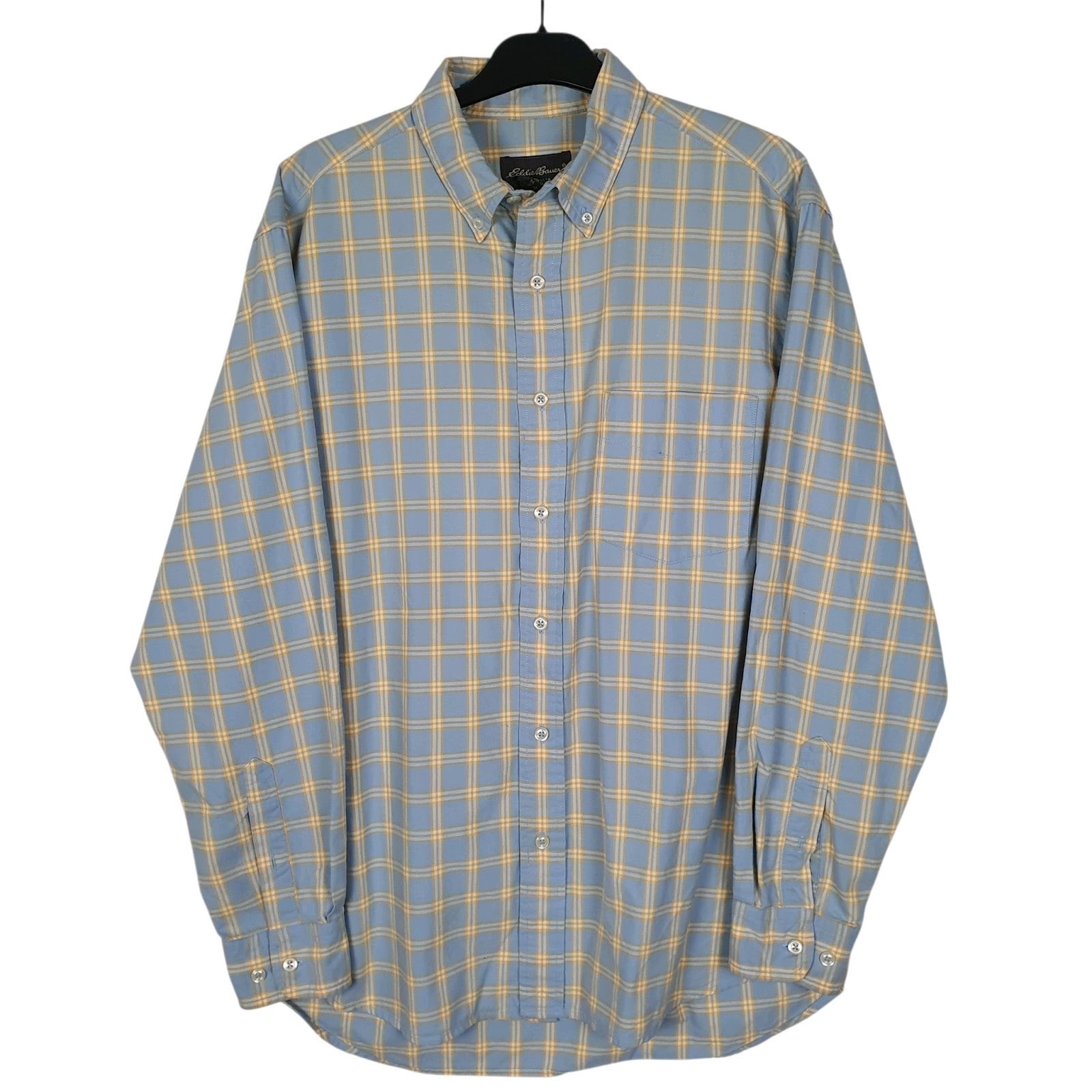 Mens Blue Eddie Bauer Vintage 00s Long Sleeve Shirt