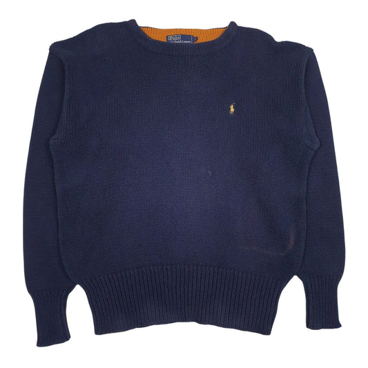 Mens Navy Polo Ralph Lauren Heavy Knitwear Crewneck Jumper