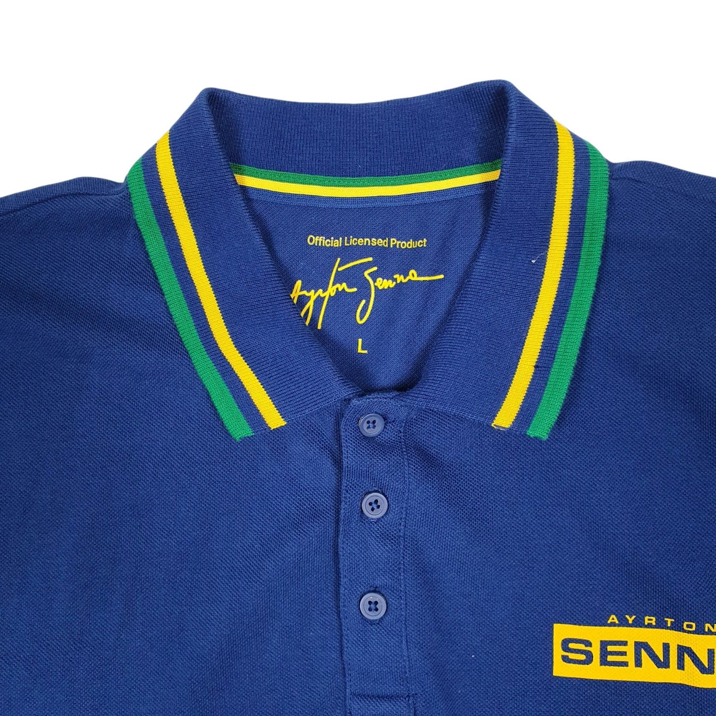 Mens Blue Ayrton Senna F1  Polo Shirt