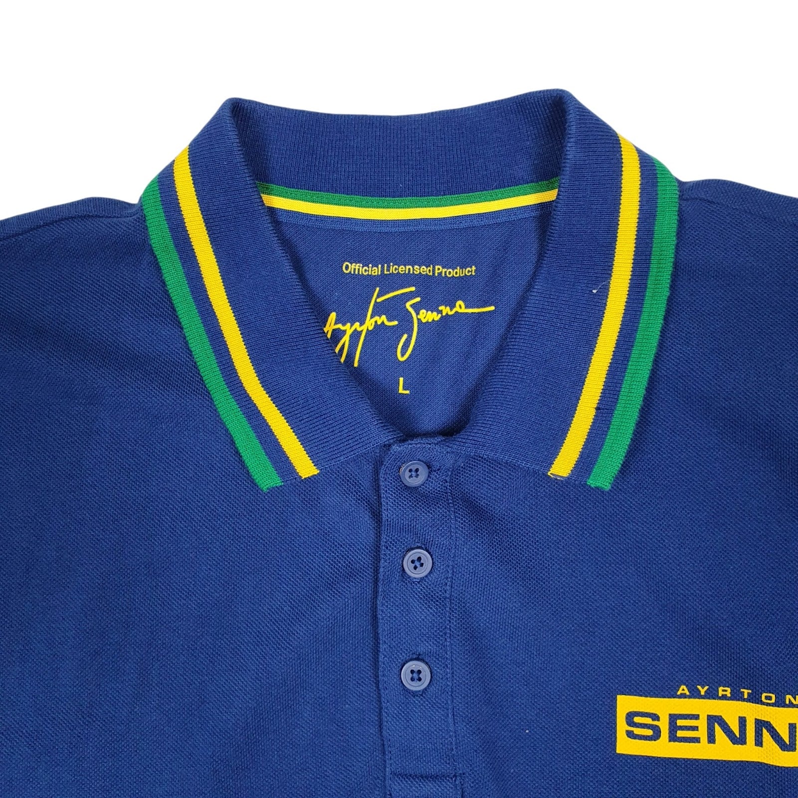 Mens Blue Ayrton Senna F1  Polo Shirt
