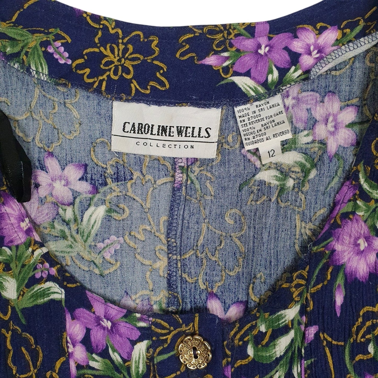 Womens Navy Caroline Wells Vintage 90s  Dress