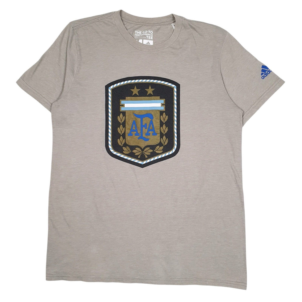 Mens Grey Adidas Climalite Asociación del Fútbol Argentino Short Sleeve T Shirt