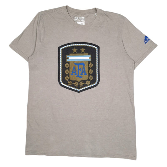 Mens Grey Adidas Climalite Asociación del Fútbol Argentino Short Sleeve T Shirt