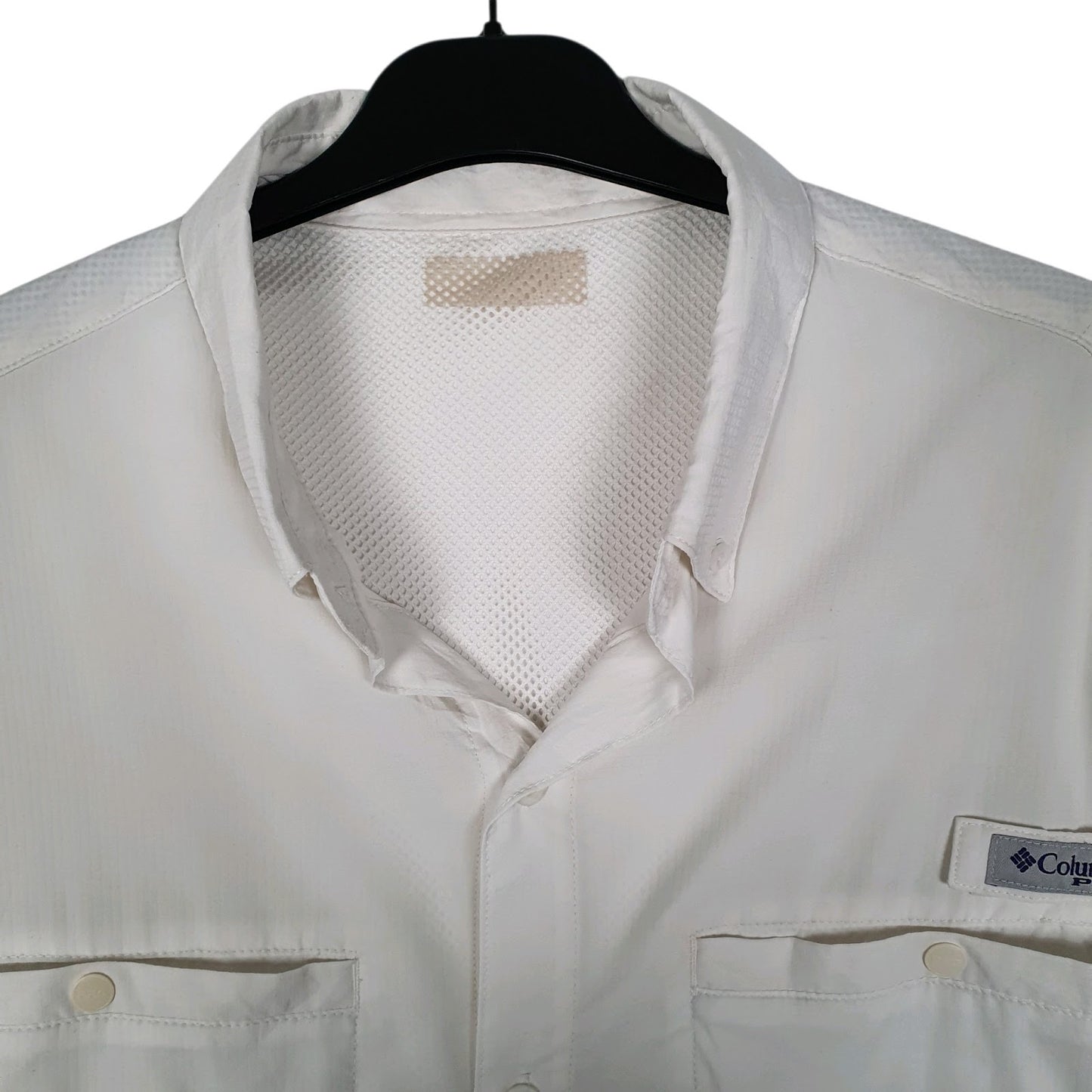 Mens White Columbia Sportswear Company PFG Fishing Omni Shade  Shirt