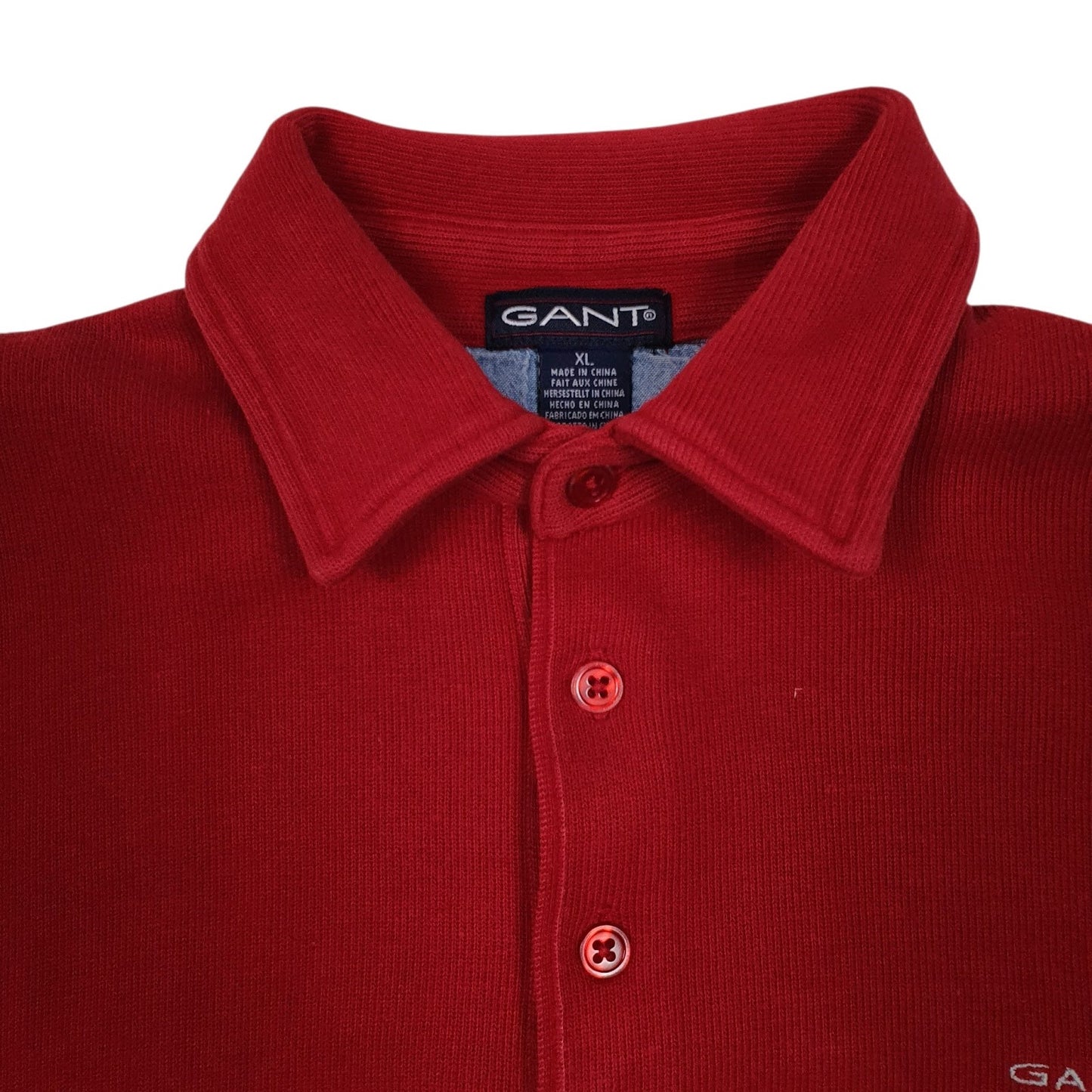 Mens Red GANT Collared Crewneck Jumper