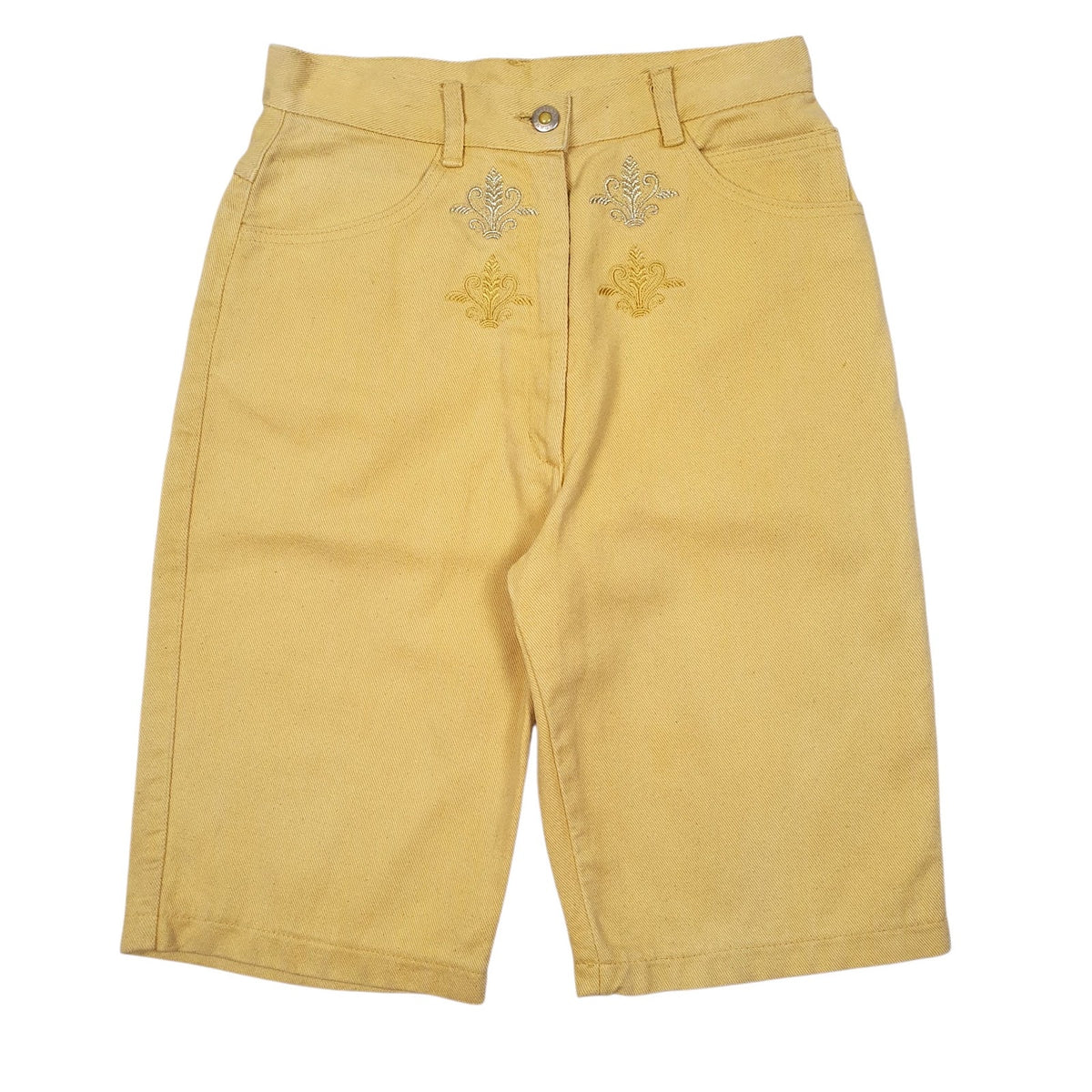 Womens Yellow Unbranded Embroidered Denim Shorts