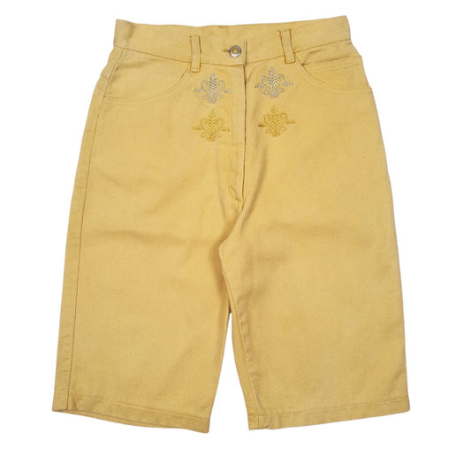Womens Yellow Unbranded Embroidered Denim Shorts