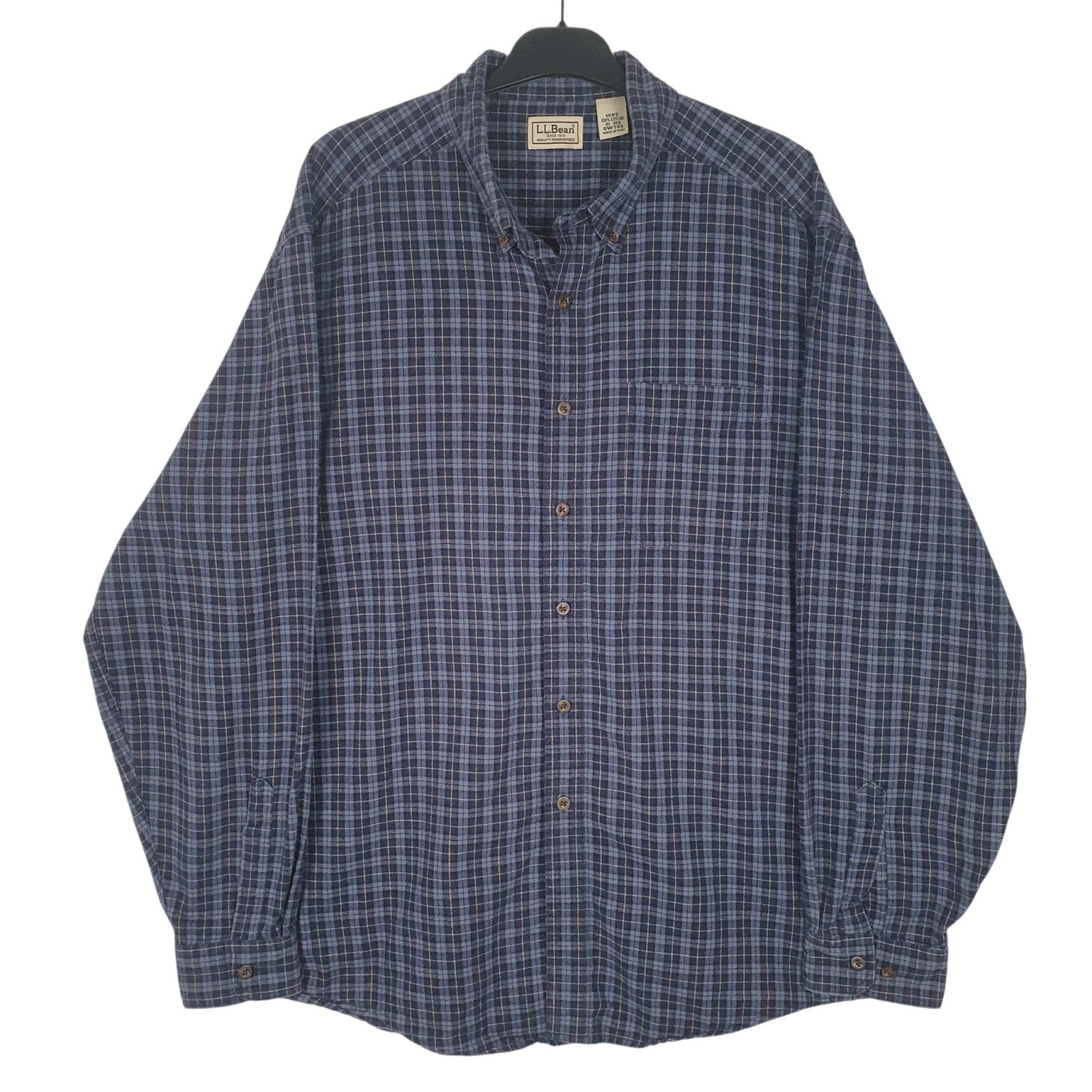 Mens Blue L.L.Bean Flannel Long Sleeve Shirt