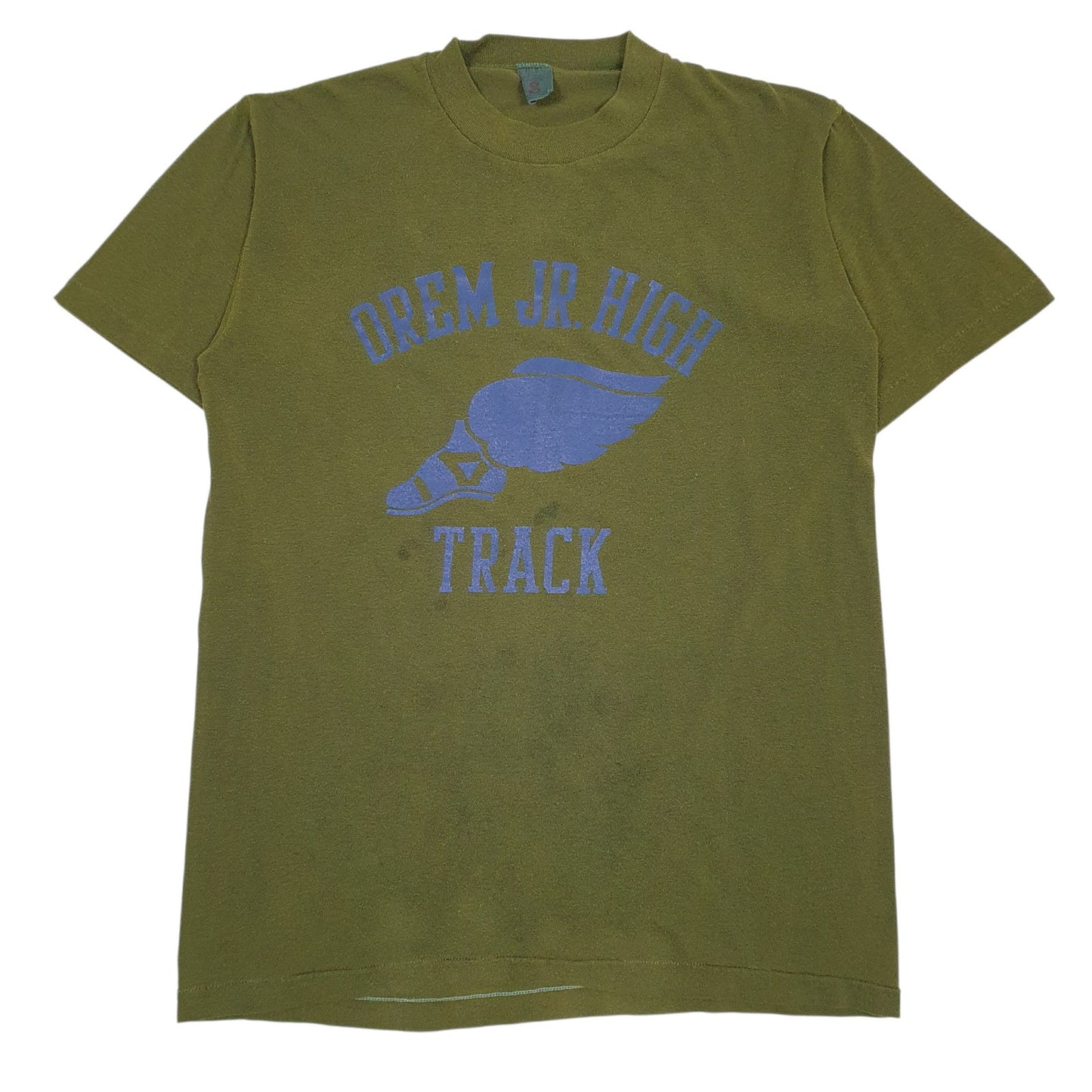 Mens Green Soffy Vintage 90s Single Stitch Track Short Sleeve T Shirt