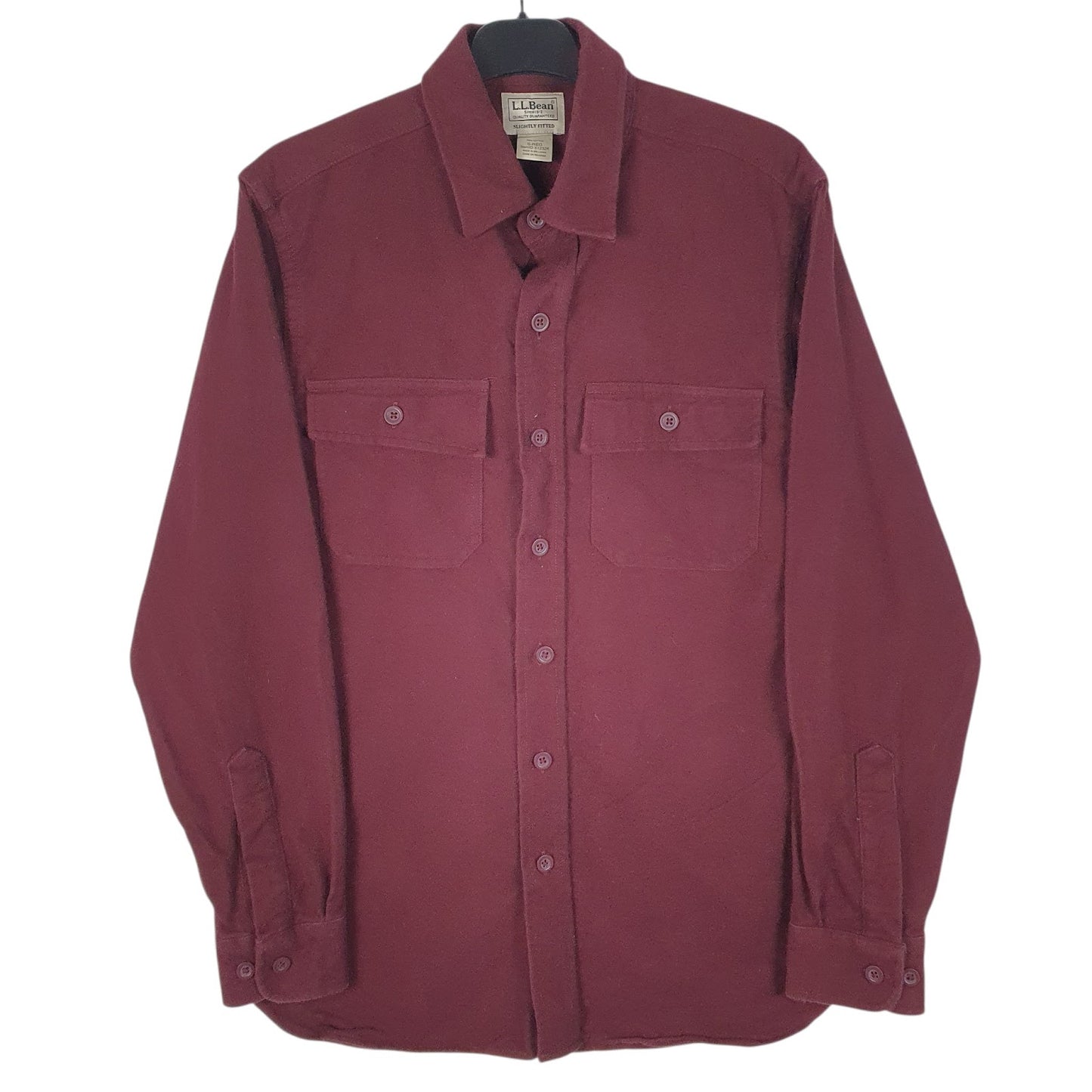 Mens Burgundy L.L.Bean Chamois Long Sleeve Shirt