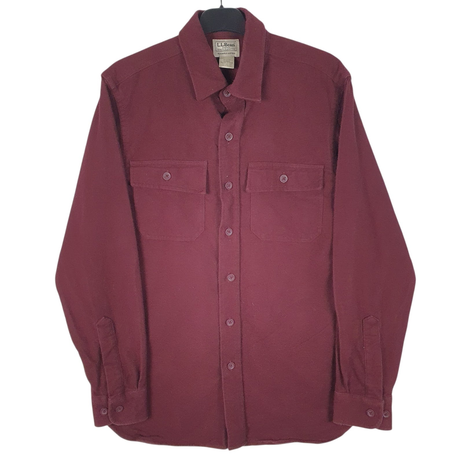 Mens Burgundy L.L.Bean Chamois Long Sleeve Shirt