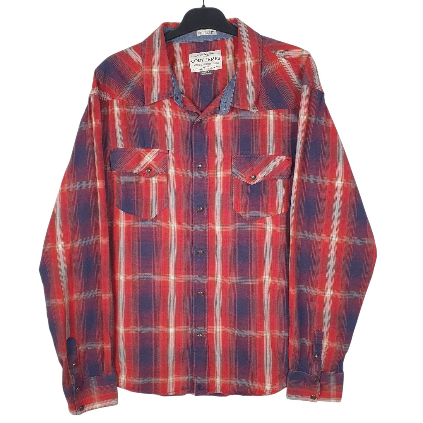 Mens Red Cody James Pearl Snap Long Sleeve Shirt