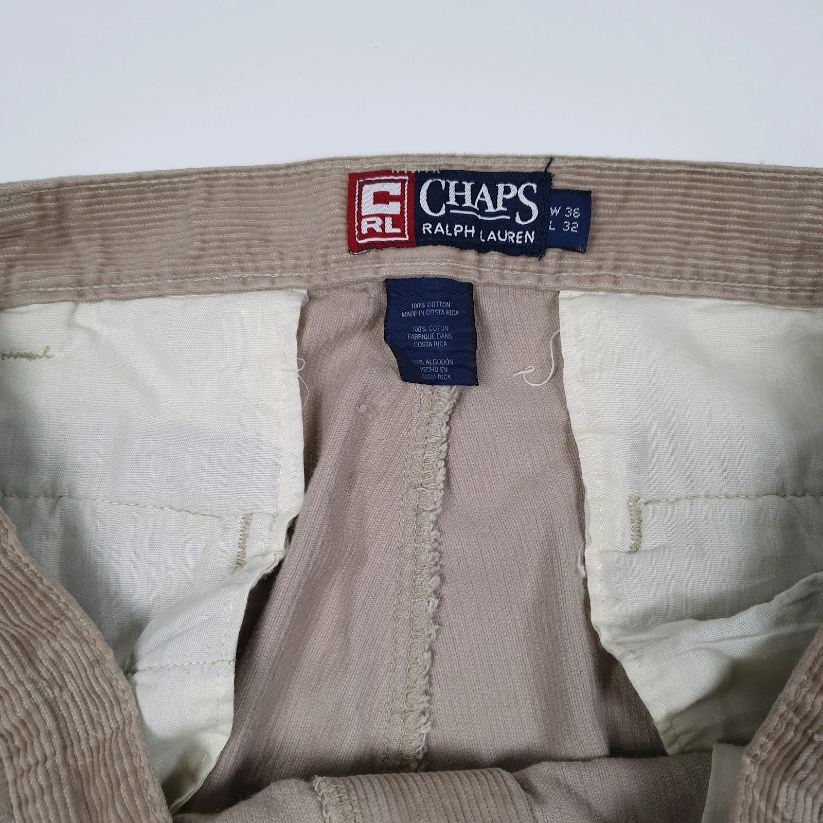 Mens Beige Ralph Lauren Vintage 90s Double Pleated  Trousers