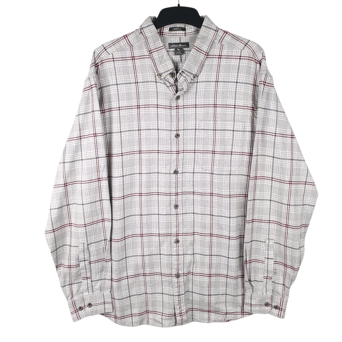 Mens Grey Eddie Bauer Flannel Long Sleeve Shirt