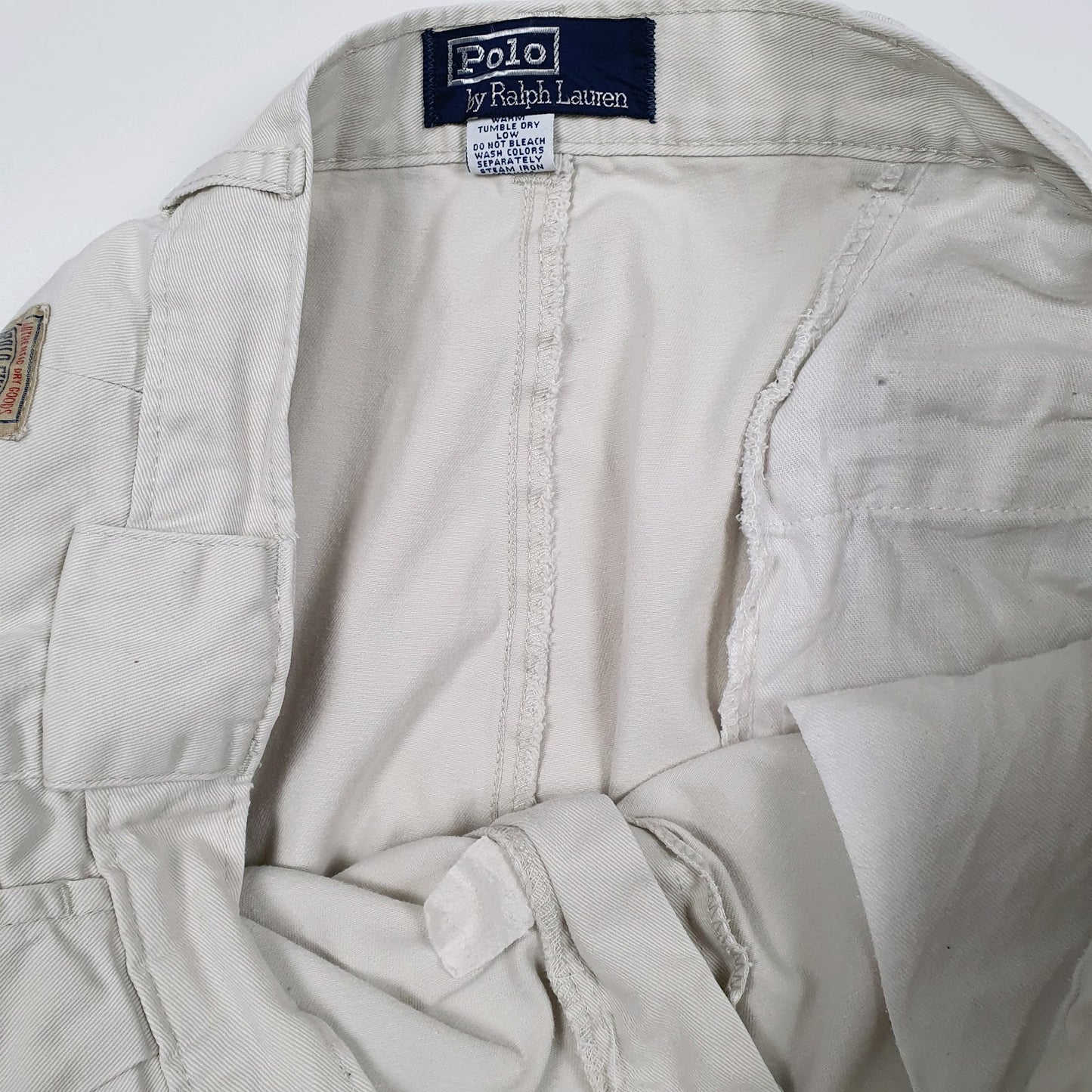 Mens Cream Polo Ralph Lauren Double Pleated Vintage 1980s 90s  Trousers