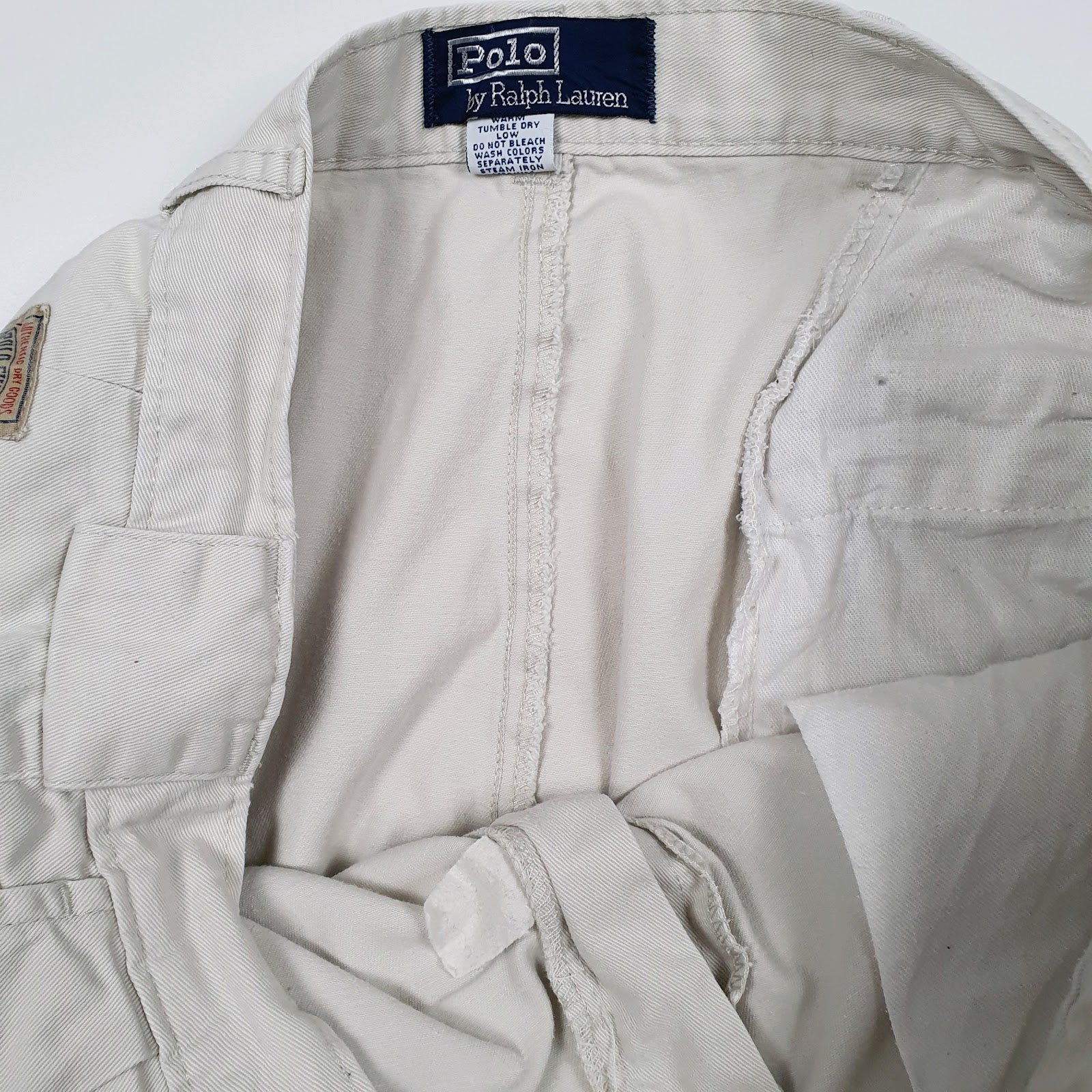 Mens Cream Polo Ralph Lauren Double Pleated Vintage 1980s 90s  Trousers