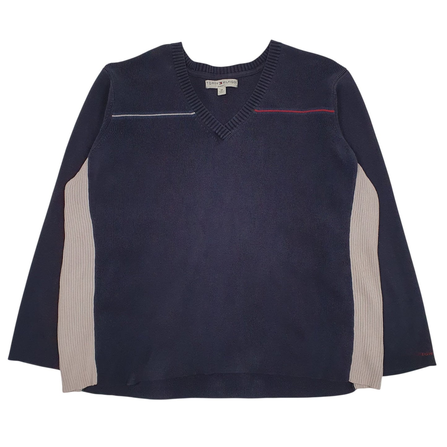 Womens Navy Tommy Hilfiger  V Neck Jumper